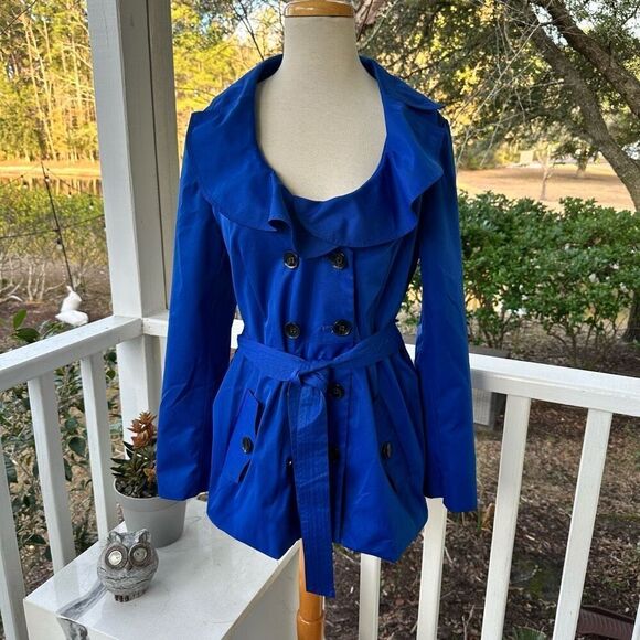 Sandro Ruffle Collar Trench Coat - Picture 1 of 4